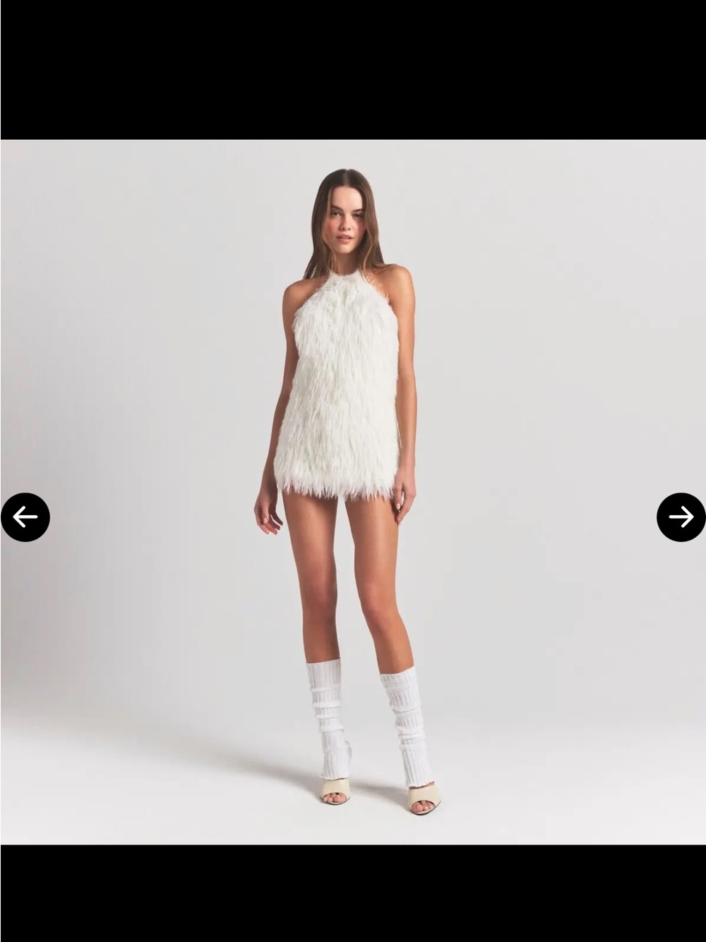 SKIMS White Faux-Fur Halter Mini Dress